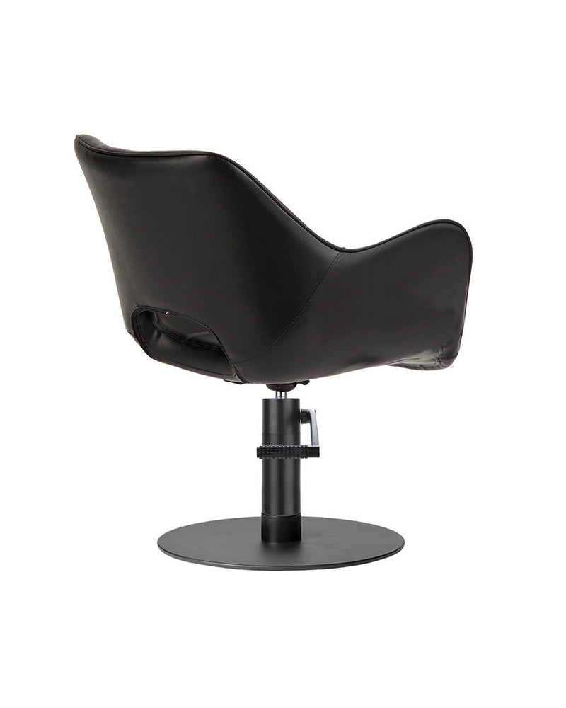 Chloe Black - Silla de peluquería negra - Base redonda negra